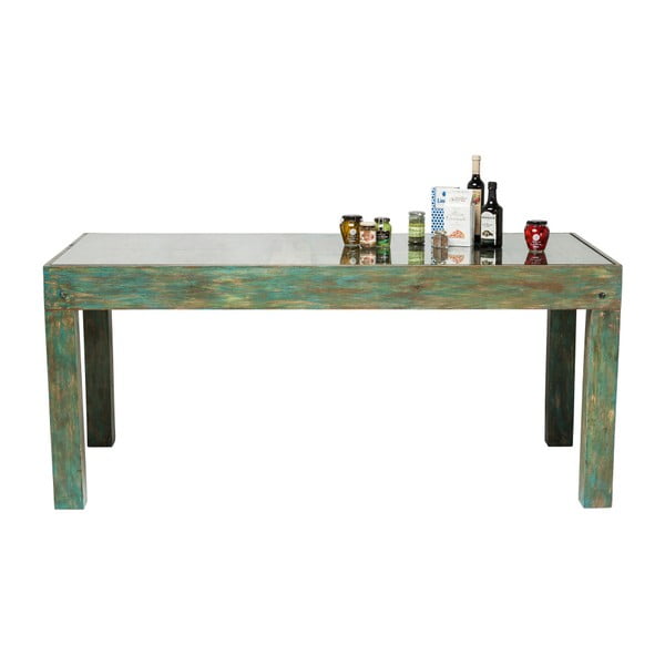 Zelena jedilna miza z zgornjim delom iz mangovega lesa Kare Design Surprise, 180 x 90 cm