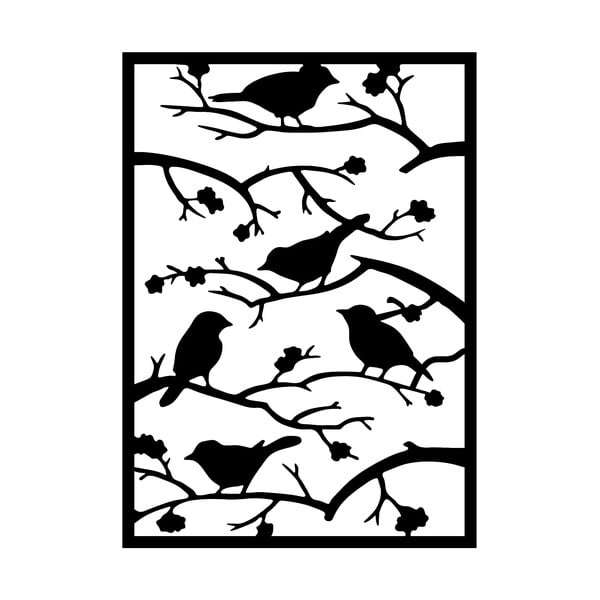 Kovinska stenska dekoracija 47x66 cm Branch & Birds – Wallity