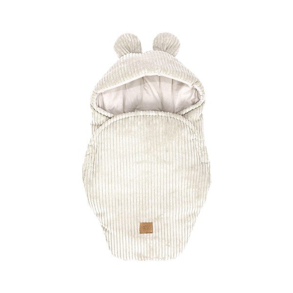 Bež odeja za povijanje dojenčka iz rebrastega žameta 45x80 cm – Meowbaby