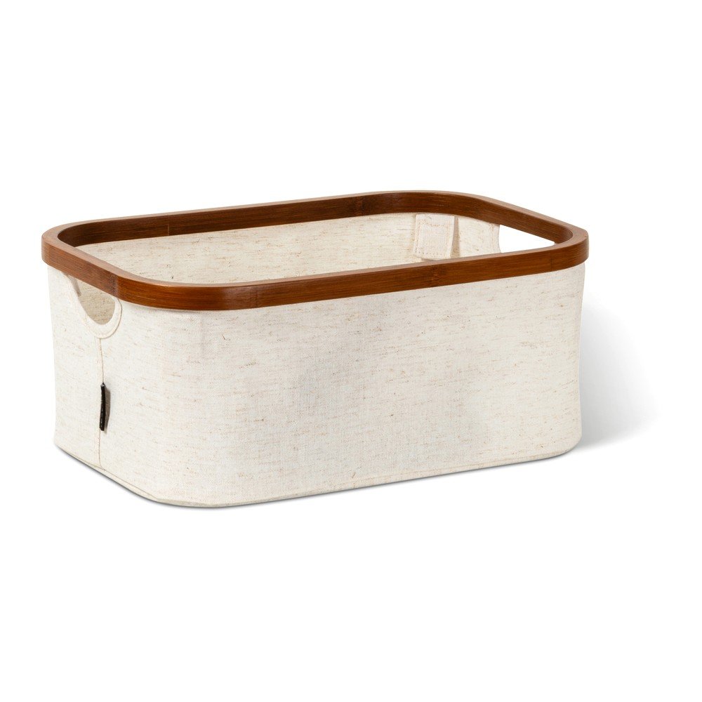 Kremno bela tekstilna škatla za shranjevanje Bamboo/Linen