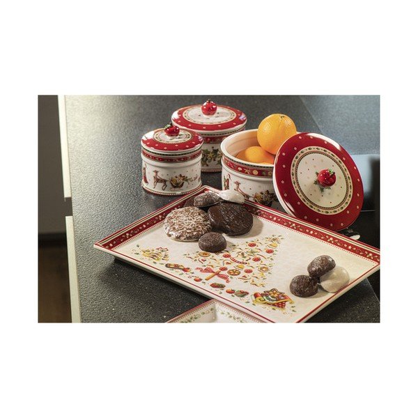 Rdeče-bež servirni krožnik iz porcelana z božičnim motivom Villeroy&Boch, 40 x 27,5 cm-image-2