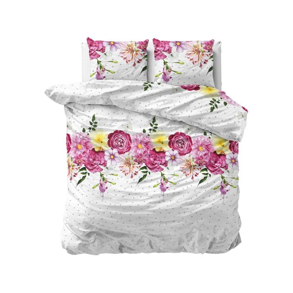 Flanelna posteljnina za zakonsko posteljo Sleeptime Love Garden, 200 x 220 cm