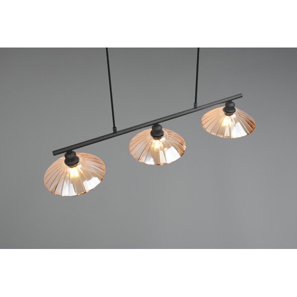 Črna/jantarna kovinska viseča svetilka s steklenim senčilom Eluna – Reality-image-3