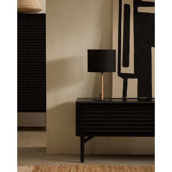 Črna namizna svetilka s tekstilnim senčilom (višina 45 cm) Pina – Kave Home-image-1