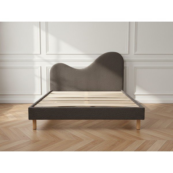Rjava oblazinjena oblazinjena zakonska postelja z letvenim dnom 180x200 cm Celina – Bobochic Paris-image-3