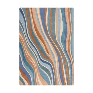 Modra ročno tkana volnena preproga 160x230 cm Abstract Flow – Flair Rugs