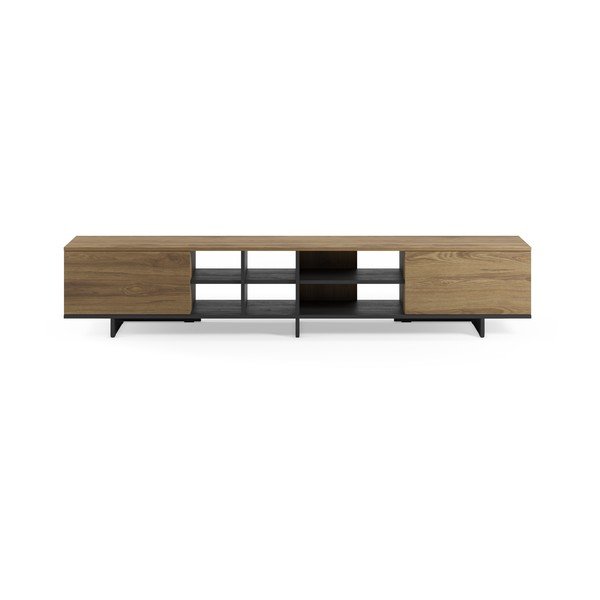 Črna/v naravni barvi TV omarica v hrastovem dekorju 230x44x36 cm Cequoia – Marckeric