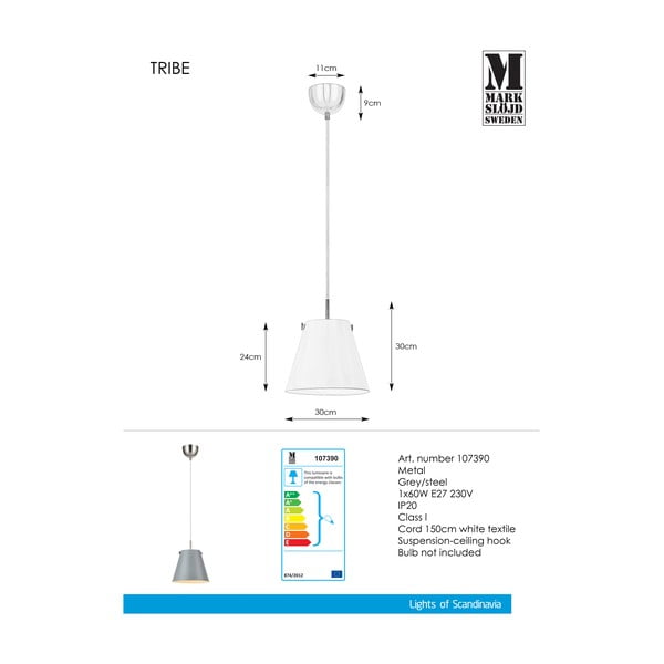 Siva viseča svetilka Markslöjd Tribe, ø 30 cm-image-2