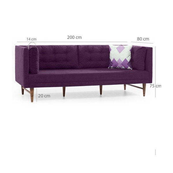 Vijolična trisedežna zofa Balcab Home Eva-image-3