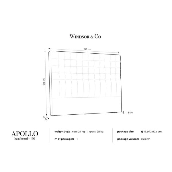 Temno sivo žametno vzglavje Windsor & Co Sofas Apollo, 160 x 120 cm-image-4