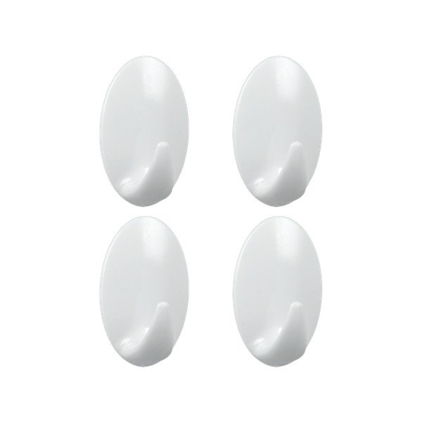 Komplet 4 belih plastičnih samolepilnih obešal Metaltex Greg-image-1