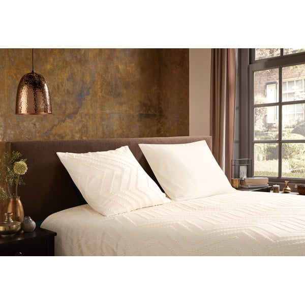 Kremno bela posteljnina za zakonsko posteljo/podaljšana iz mikrovlaken 200x220 cm Pure Zigzag – Good Morning-image-1