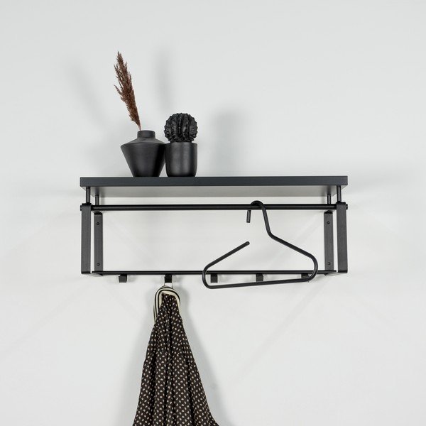 Črn kovinski stenski obešalnik s polico 70 cm Rex – Spinder Design-image-3