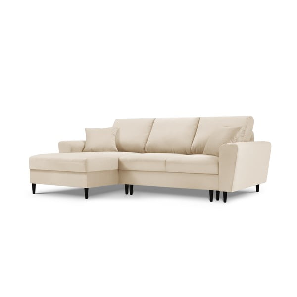 Bež raztegljiva kotna sedežna garnitura Micadoni Home Moghan, levi kot-image-3