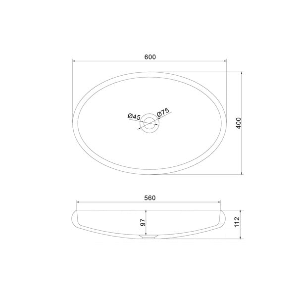 Bel ovalen umivalnik Sapho Thin, 60 x 40 cm-image-2