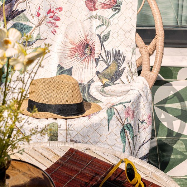 Bela brisača 70x150 cm Blooming – Happy Friday-image-2