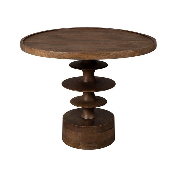 Okrogla klubska mizica iz masivnega manga v temni naravni barvi ø 66 cm Cath – Dutchbone