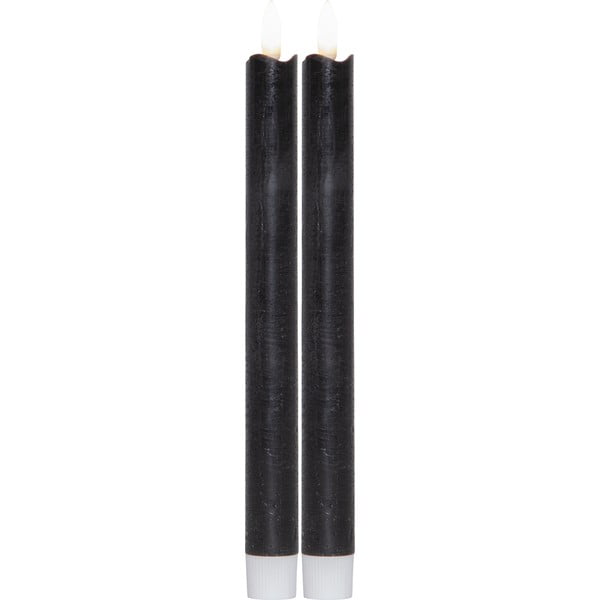 Komplet 2 črnih voščenih sveč LED Star Trading Flamme, višina 25 cm