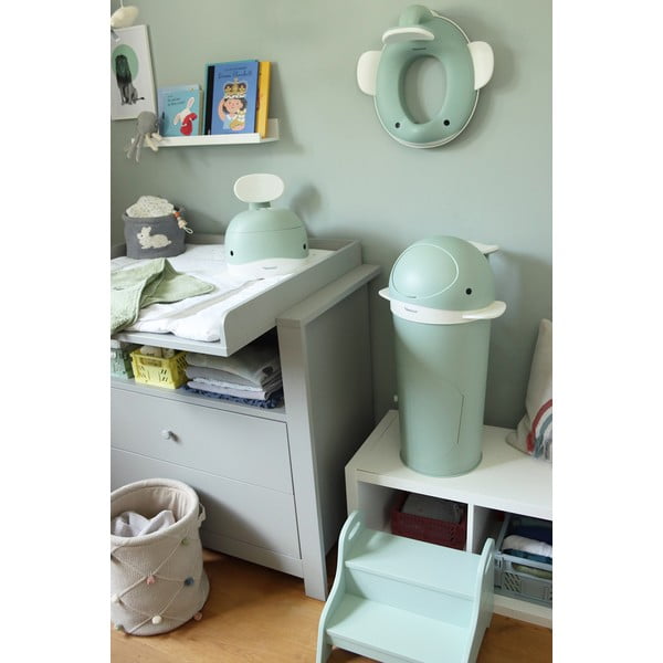 Mentolno zelen plastičen koš za plenice 25 l Whale – Kindsgut-image-1