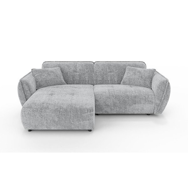 Svetlo siva kotna sedežna garnitura iz šenilje (levi kot/z ležalnikom) Nelia – Ropez