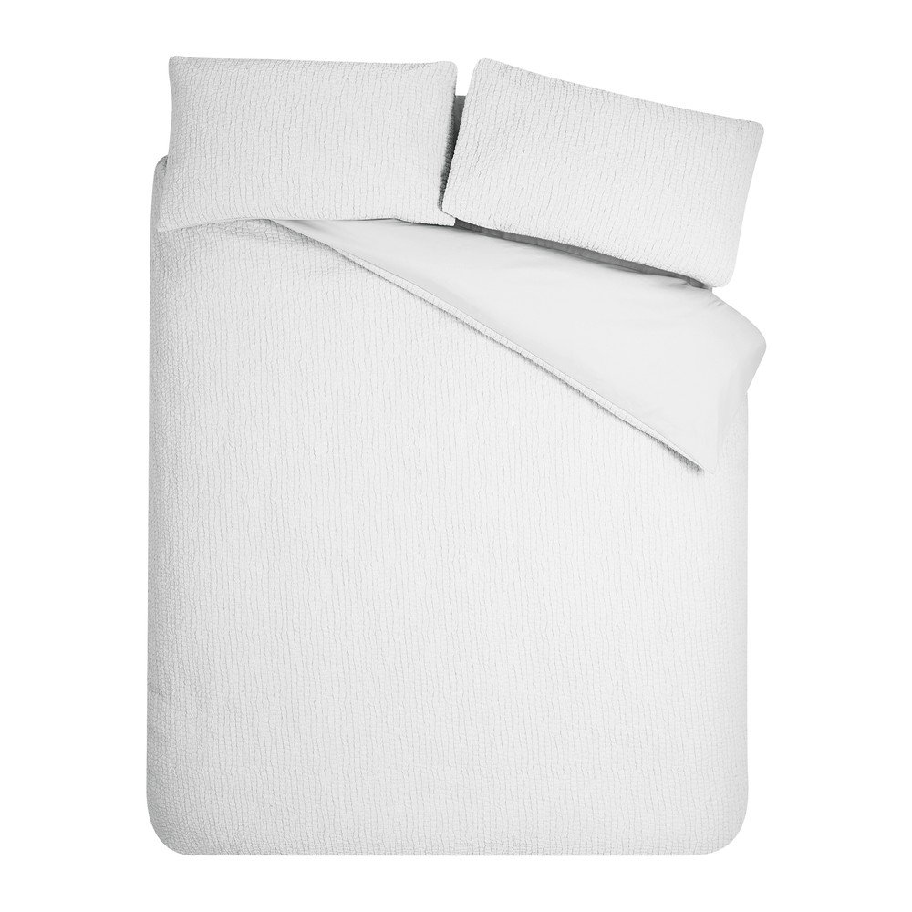Bela enojna posteljnina iz krepa Crinkle Seersucker