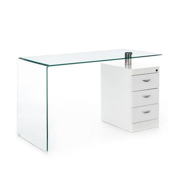 Pisalna miza s stekleno mizno ploščo 65x125 cm Bow – Tomasucci