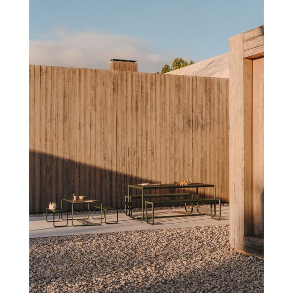 Temno zelena kovinska vrtna jedilna garnitura za 4 osebe Sotil - Kave Home-image-3