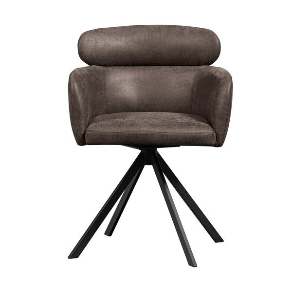 Temno rjav oblazinjen jedilni stol z nasloni za roke Fenne – WOOOD-image-2