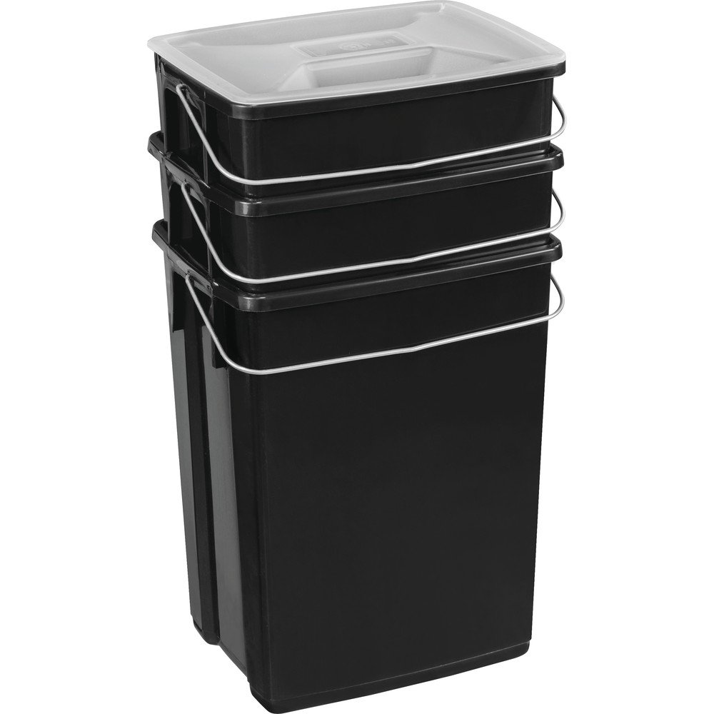 Črni plastični koši za smeti v kompletu 3 ks 2x10+6 l za ločevanje odpadkov Biobox