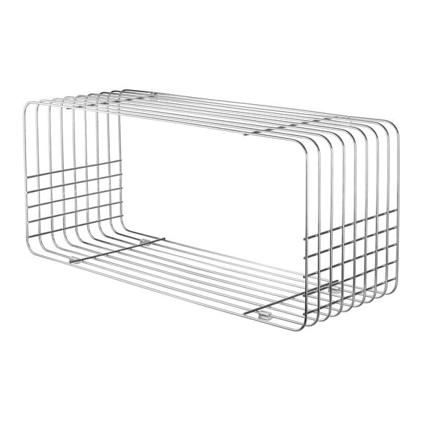 Kovinska stenska polica v sijajno srebrni barvi 70x30 cm Wire – Mette Ditmer Denmark