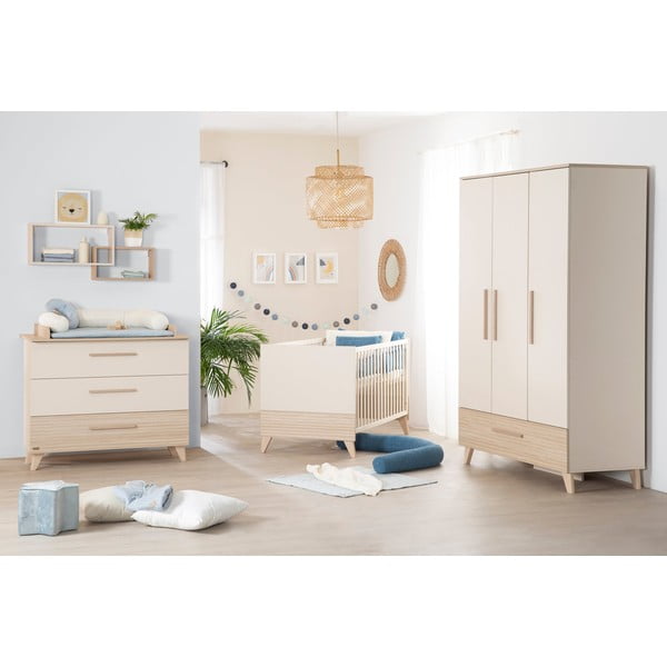 Bež otroška posteljica z nastavljivo višino 70x140 cm Sidney – Roba-image-4