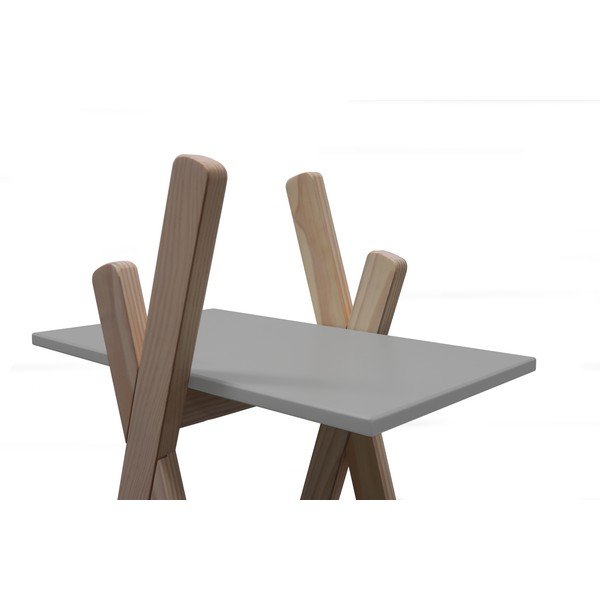 Otroška knjižna polica s sivimi policami in konstrukcijo iz borovega lesa Marckeric Elisa-image-4