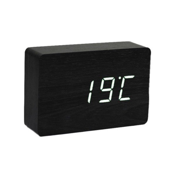 Črna budilka z belim LED zaslonom Gingko Brick Click Clock-image-4