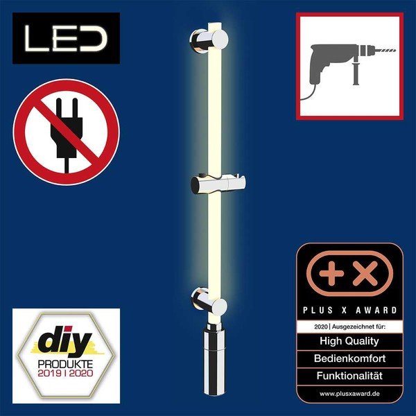 Stenski drsni drog za tuš v srebrni barvi 74 cm LED – Wenko-image-1