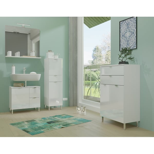 Stensko ogledalo z lučjo/s polico 76x75 cm – Germania-image-4