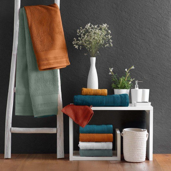 Opečnato oranžna frotirna bombažna brisača 50x90 cm Tendresse – douceur d'intérieur-image-3