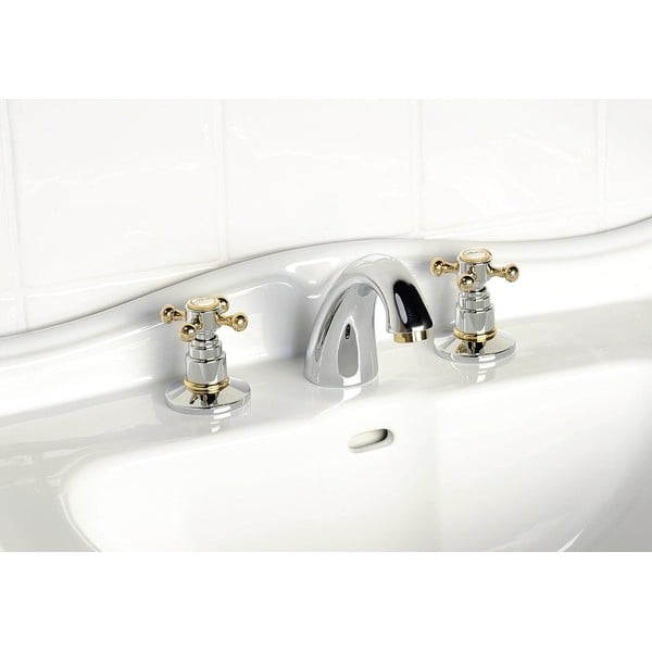 Armatura za umivalnik v sijajno srebrni in zlati barvi Antea – Sapho-image-1