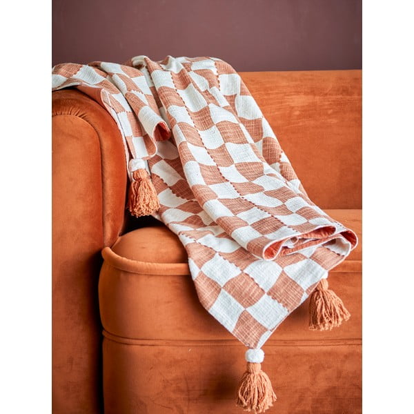 Rjavo-bež bombažna odeja 130x150 cm Chola – Bloomingville-image-1