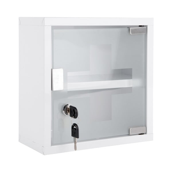 Bela kovinska stenska kopalniška omarica 12x25 cm    – PT LIVING