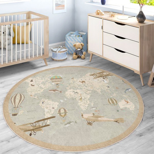 Pralna otroška igralna preproga ø150 cm Vintage World – Mila Home-image-3