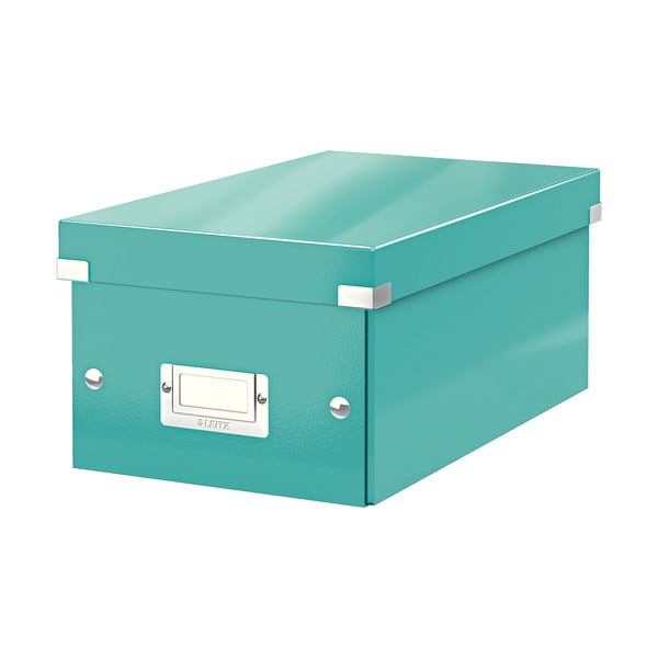 Turkizno modra škatla za shranjevanje s pokrovom Leitz Click&Store, dolžina 35 cm