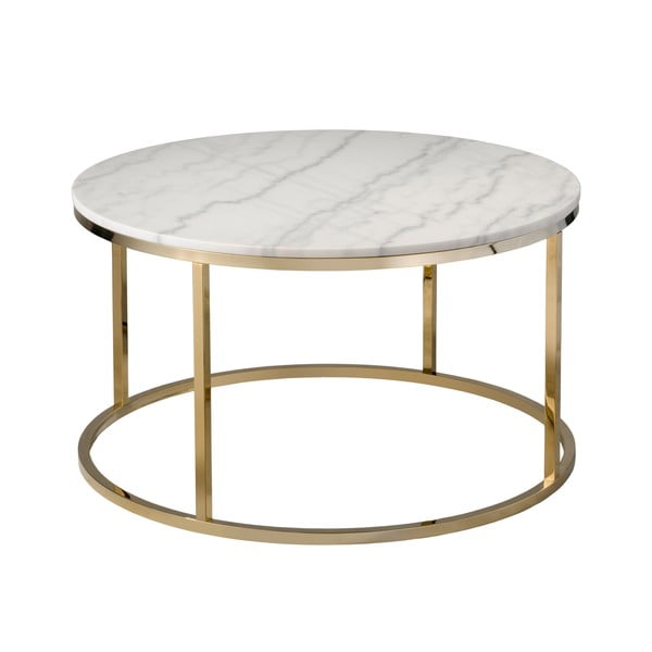 Bela marmorna mizica z zlatim podnožje RGE Accent, ⌀ 85 cm