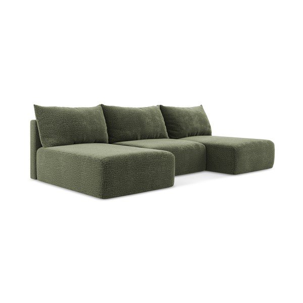 Zelena raztegljiva/s prostorom za shranjevanje kotna sedežna garnitura Kalena – Makamii-image-1