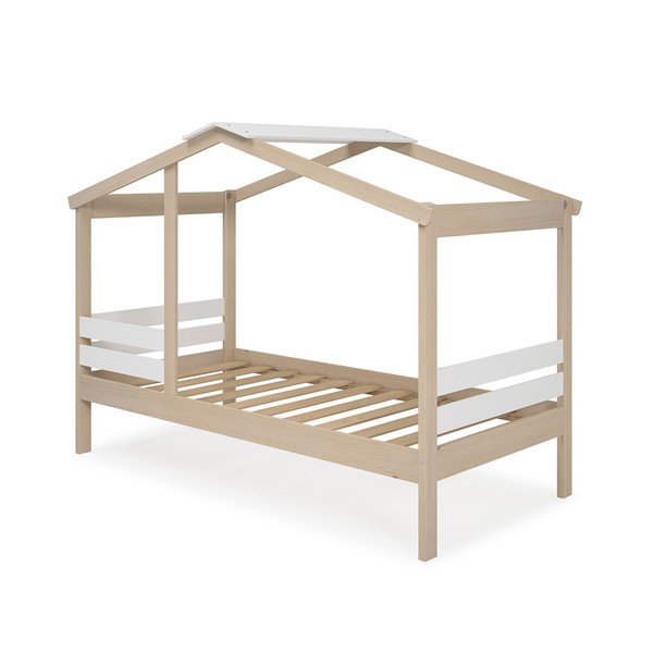 Bela/naravna otroška postelja v borovem dekorju v obliki hiške 90x190 cm Angel – Marckeric-image-4