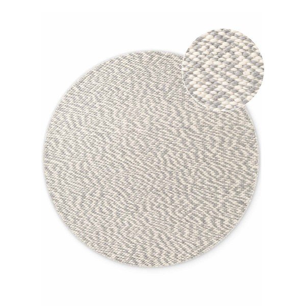 Svetlo siva/kremno bela ročno tkana volnena okrogla preproga ø 160 cm Lyon Beans – Elle Decoration