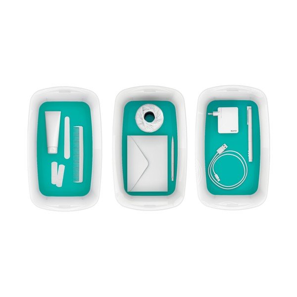 Belo-turkizna škatla za shranjevanje s pokrovom Leitz Office, prostornina 5 l-image-2