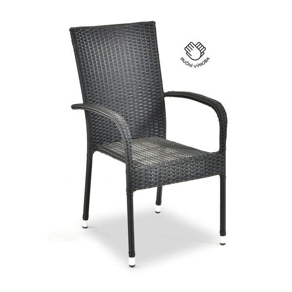 Črni vrtni stol iz umetnega ratana Bonami Essentials Paris-image-2