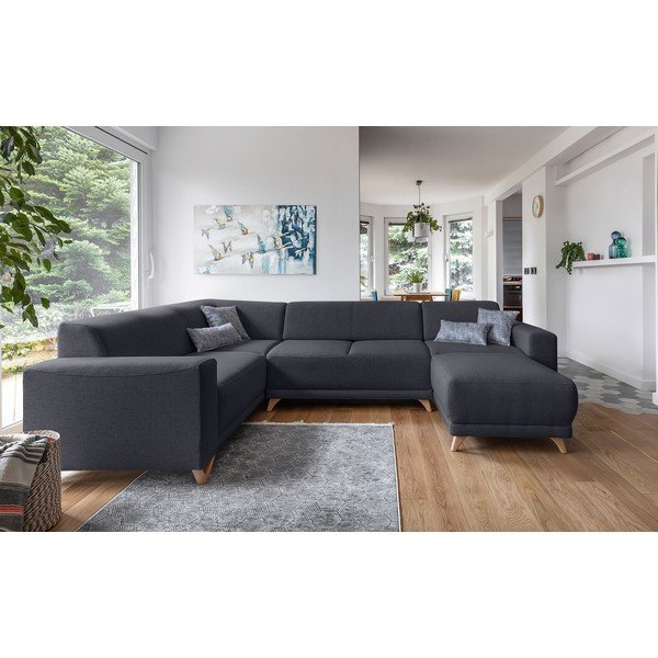 Antracitno siva raztegljiva/s prostorom za shranjevanje kotna sedežna garnitura (levi kot/v obliki črke "U") Classy Sophie – Miuform-image-1