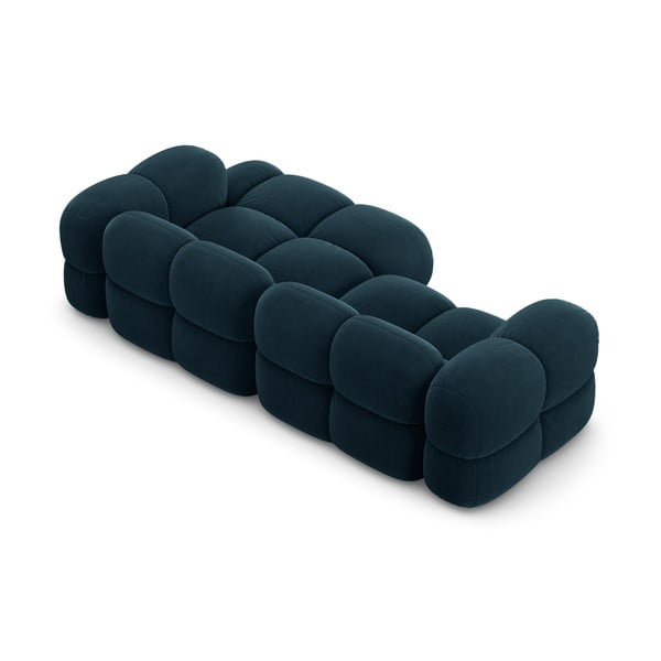 Temno modra žametna kotna sedežna garnitura (desni kot/z ležalnikom) Loretto – Cosmopolitan Design-image-4