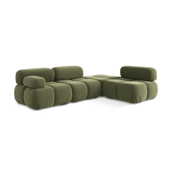 Svetlo zelena žametna kotna sedežna garnitura (desni kot) Lokua – Makamii-image-3